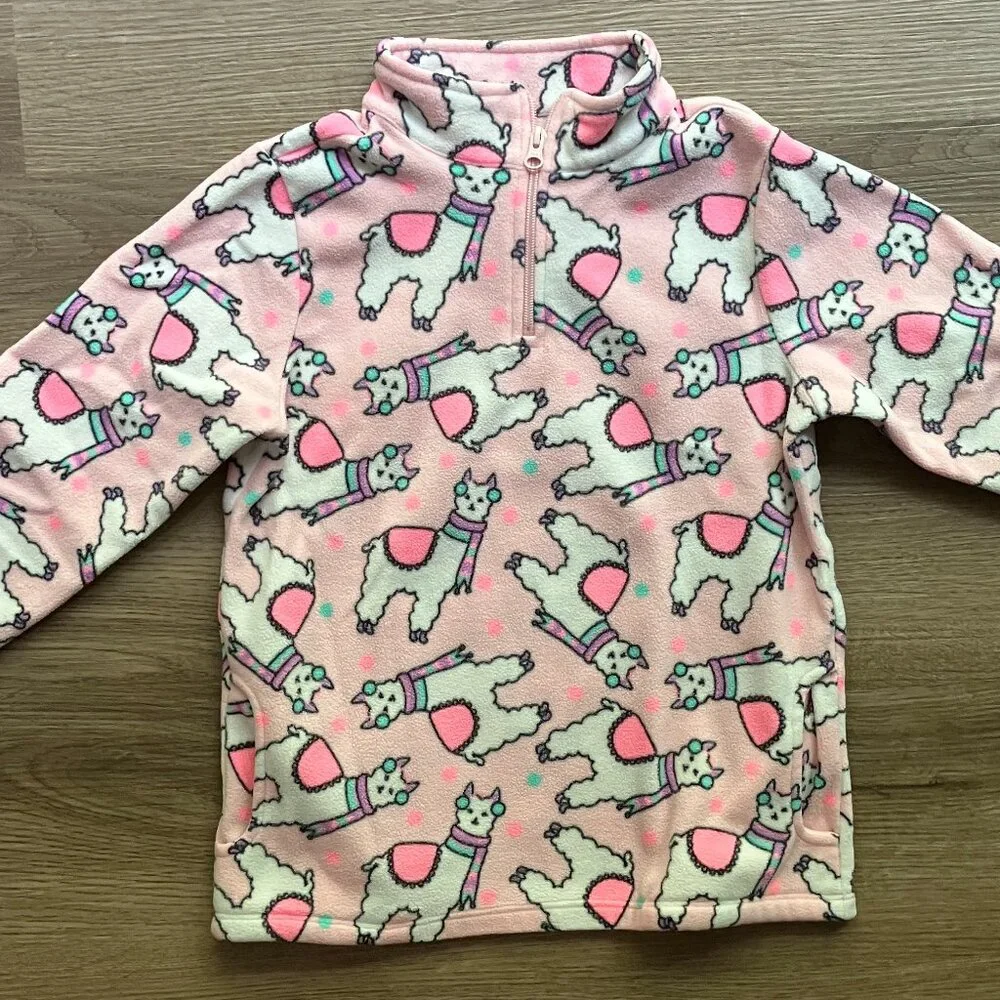 10/12 The Children's Place Pink Llama Fleece Half Zip & Purple Fleece Pants